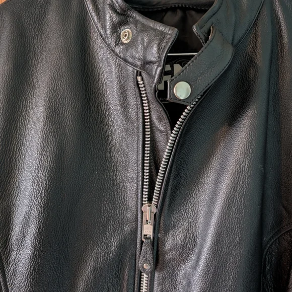 FMC Leather Jacket Motorcycle Men Size XL Black Zip Up - Picture 5 of 7